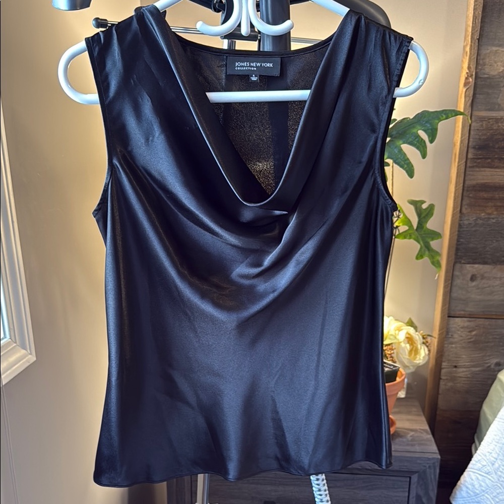 Jones New York Black Cowl Neck Sleeveless Tank